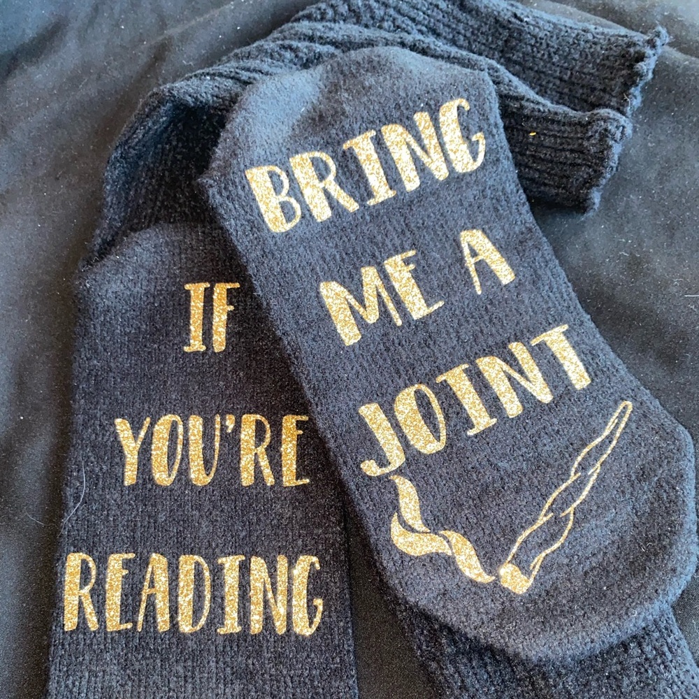Weed joint socks either fuzzy socks
